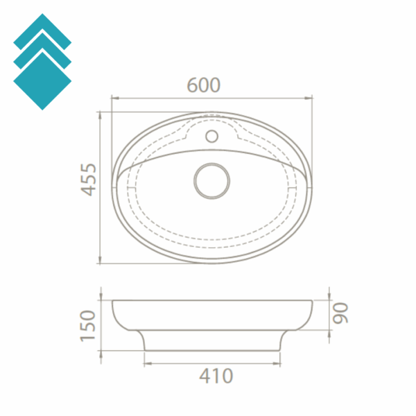 Umivaonik nadgradni Lal-C 60 nGL teh crt