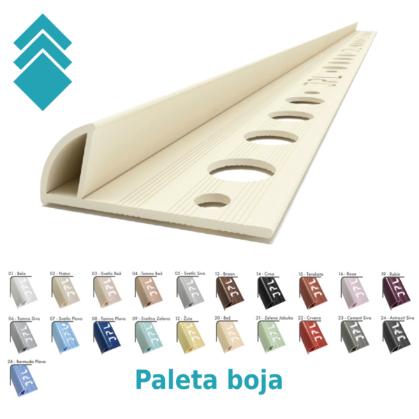 PVC lajsna JPL 10-2700mm GL 2 paleta boja PVC lajsna