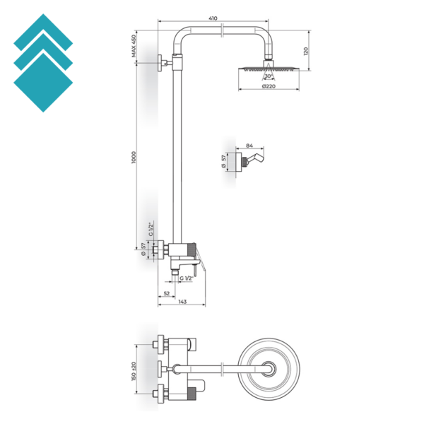 S2 Gold 237351G sa Usponskim tušem GL tc