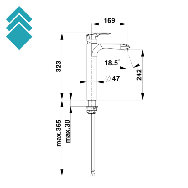 Elite 0089B visoka baterija za lavabo u crnoj boji TC new