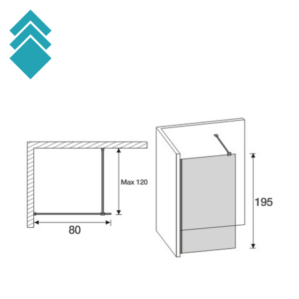 BP 6612 Paravan 80x195 sa crnom alu lajsnom - bez kadice TC