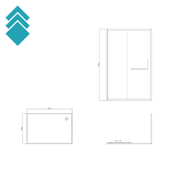 BR 0541 Stakleni paravan 80x120 sa aluminijumskim ramom - bez kadice TC