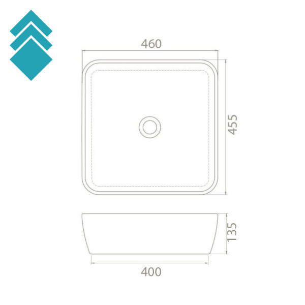 Lavabo ONE 46x46cm (nadgradni) tc