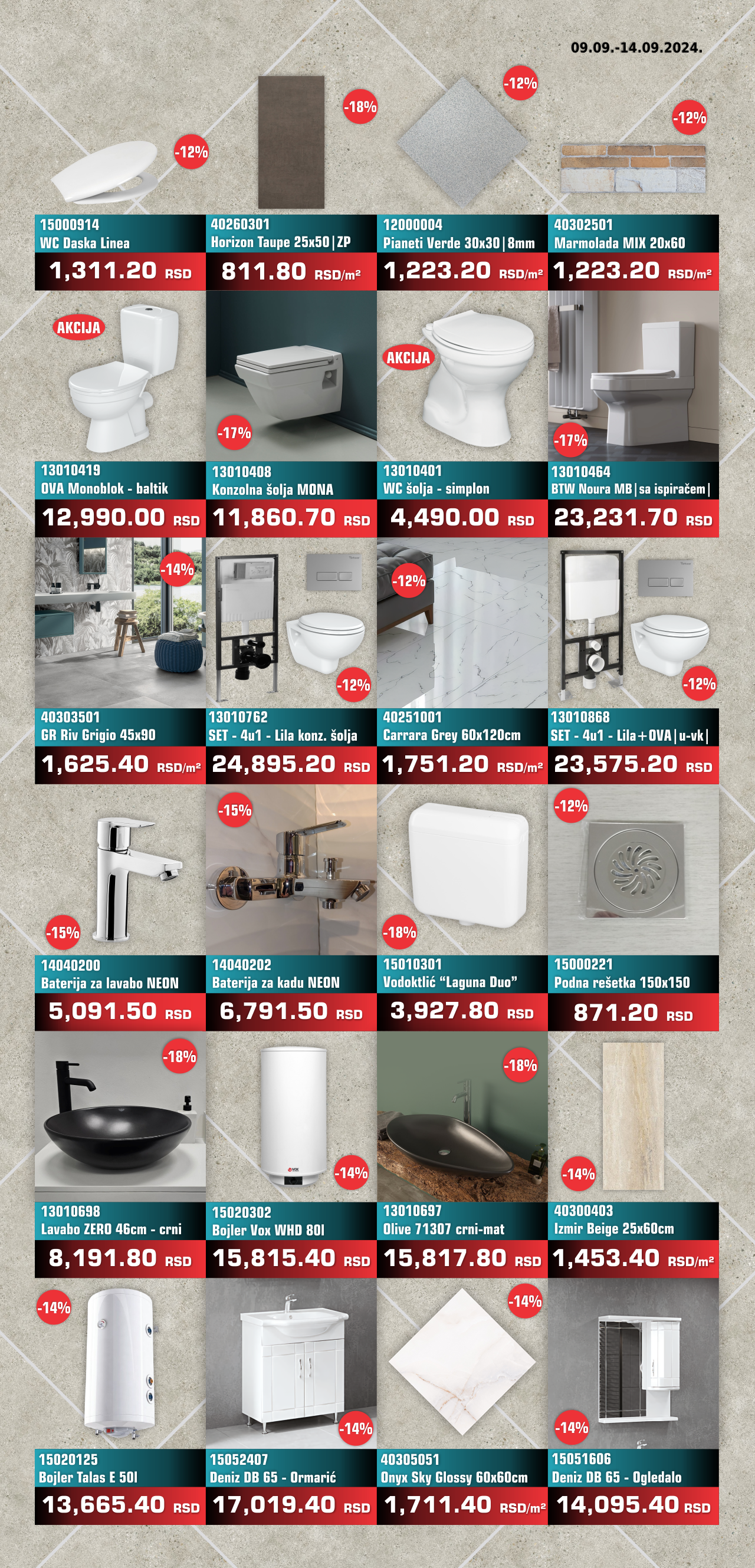 Nedeljna Akcija od 09 septembra do 14 septembra