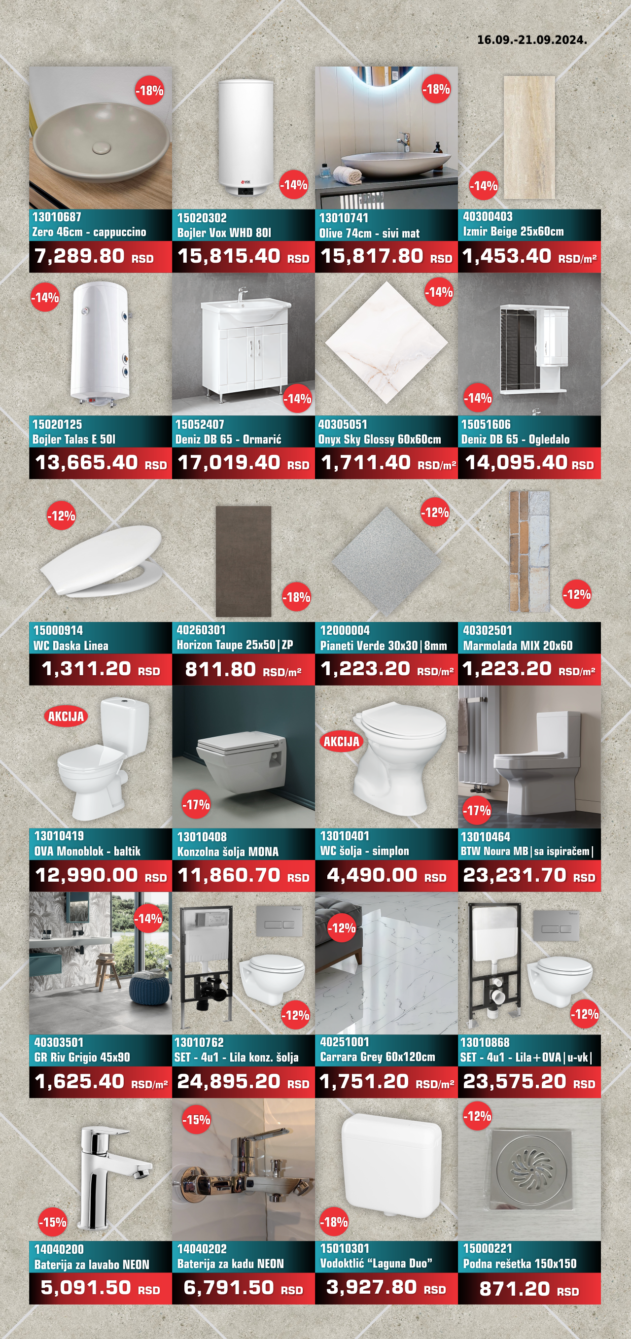 Nedeljna Akcija od 16 septembra do 21 septembra