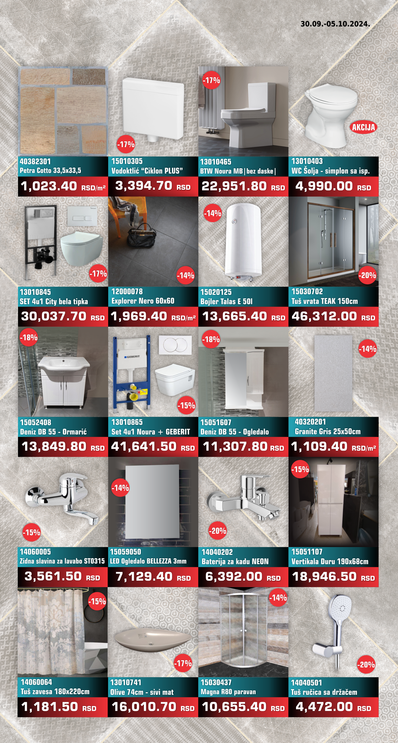 Nedeljna Akcija od 30 septembra do 05 oktobra