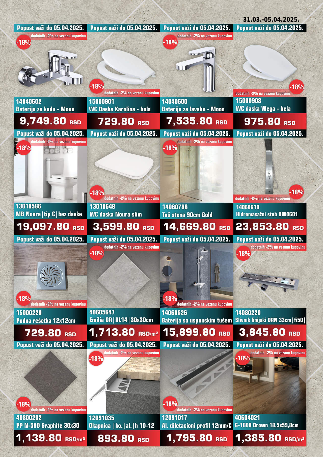 Nedeljna Akcija od 31. marta do 05. aprila