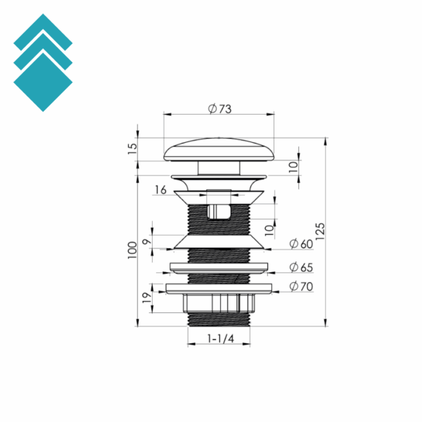 Klik-klak sifon za umivaonik - gornji deo TC
