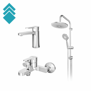 Blau set 3u1 - siva hrom boja - slavina za lavabo, kadu i klizna šipka sa tušem