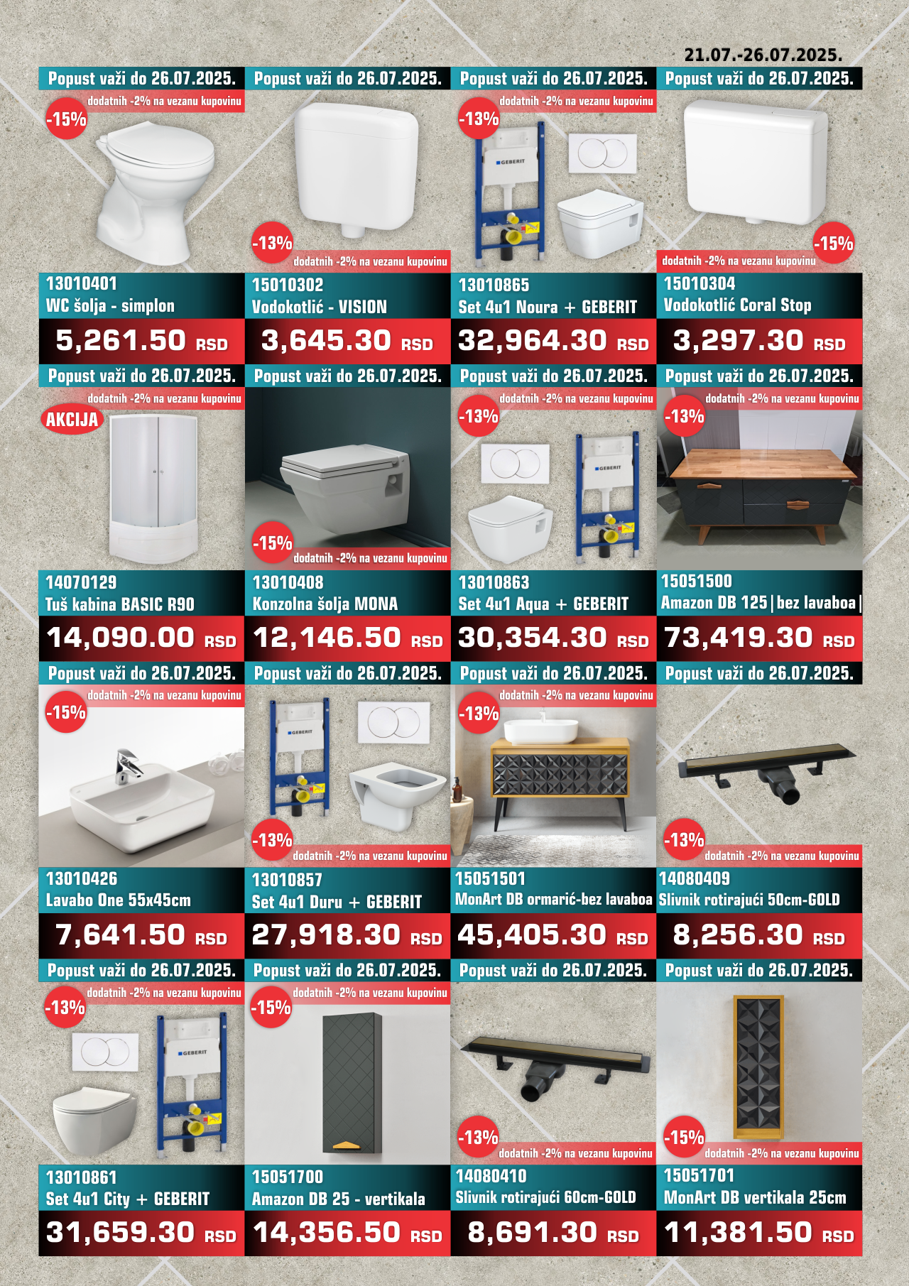 Nedeljna Akcija od 21. jula do 26. jula