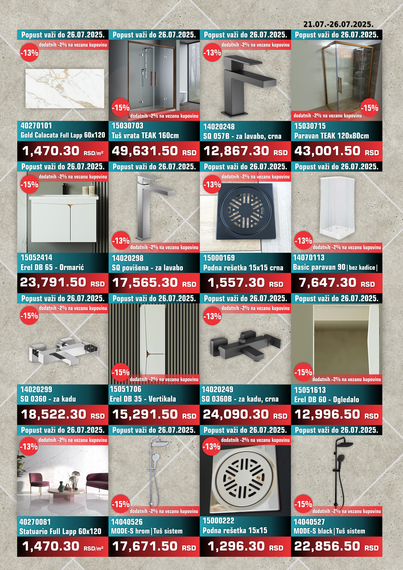 Nedeljna Akcija od 21. jula do 26. jula