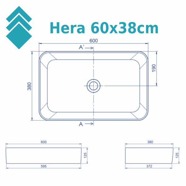 Nadgradni umivaonik Hera 60x38cm TC