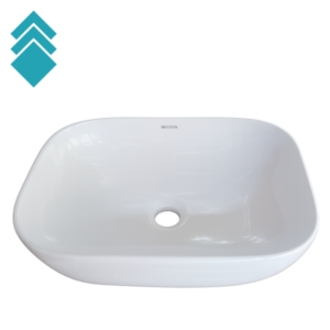 White oval ceramic bathroom sink with a central drain hole, viewed from above.