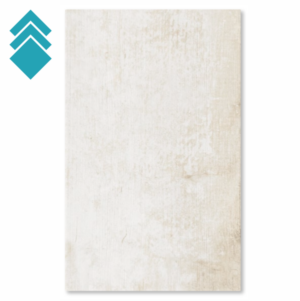 Beige textured vertical panel resembling weathered parchment, with a teal stacked-diamond logo in the top-left corner.