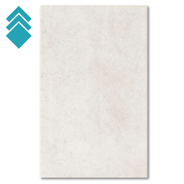 Tandil Sabbia 25x40cm Keramičke zidne pločice za unutrašnju upotrebu MS gl Beige textured vertical parchment panel with a teal stacked-diamond logo in the top-left corner.